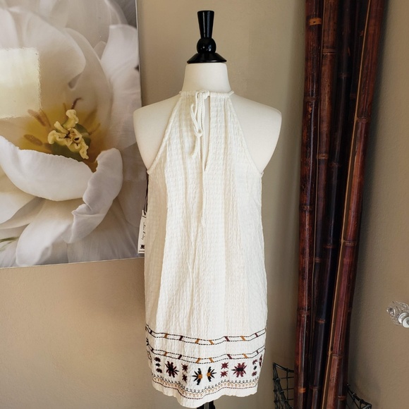 Willow & Clay ~ Cream Floral Halter Dress ~ Size S - Picture 2 of 3